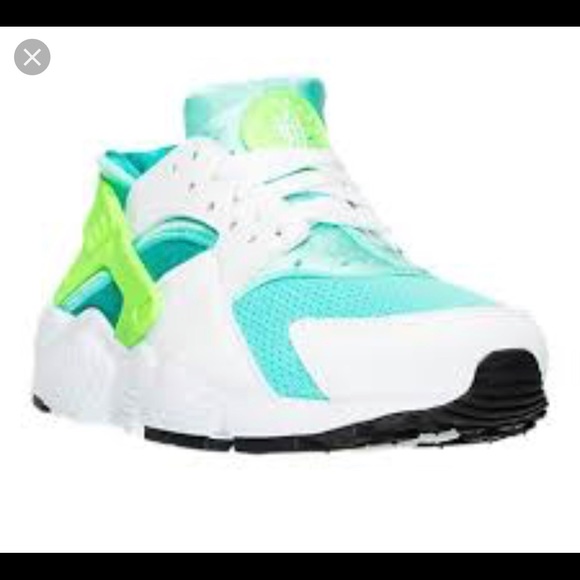 white lime green and blue huaraches